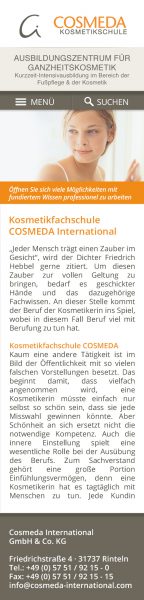 Cosmeda Akademie - Website Entwurf Smartphone