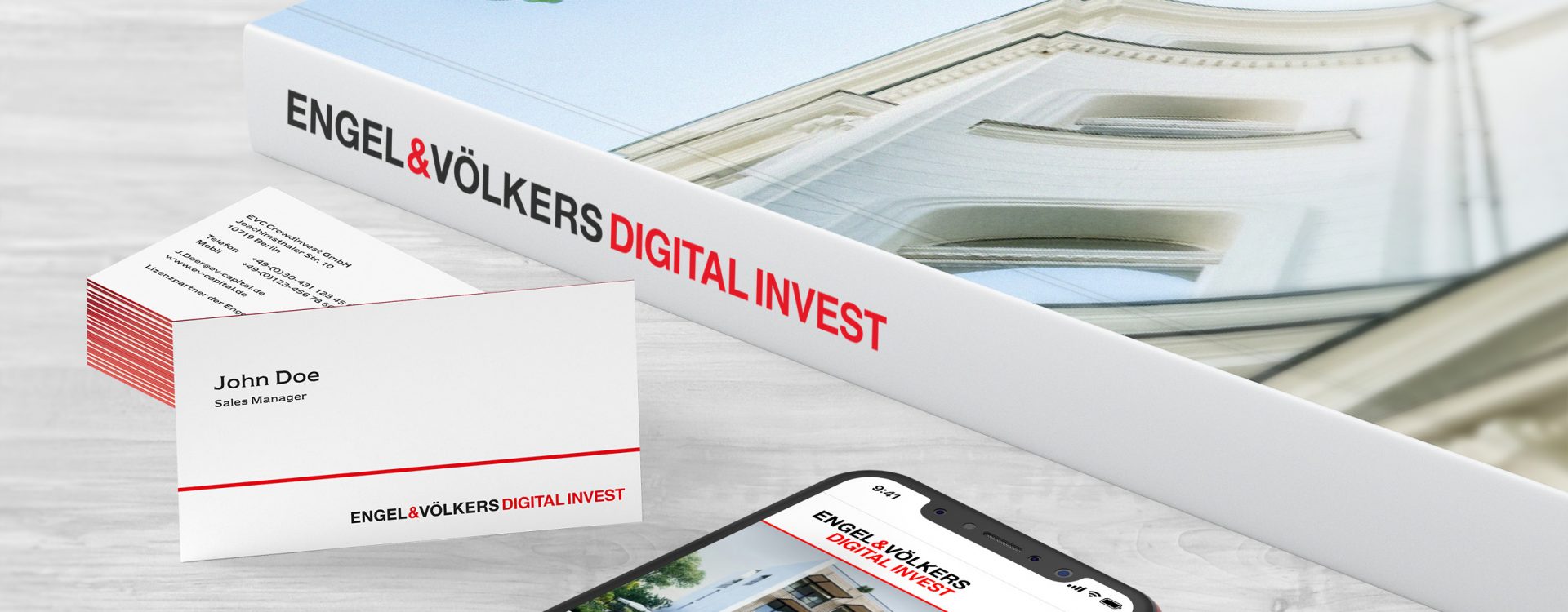 Engel & Völkers Digital Invest - Imagebroschüre-Mobilansicht-Visitenkarten
