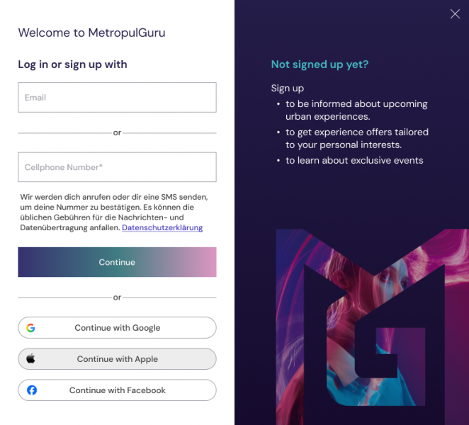 Login - SignUp- Startpage