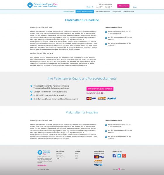 PatientenverfügungPlus - Homepage, Unterseite